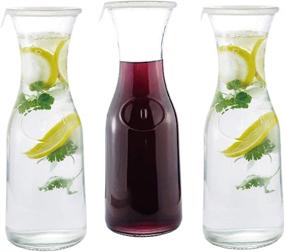 img 1 attached to 🍷 Premium Glass Water or Wine Carafe with Lids - 1 Liter (3 Pack)