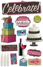 img 1 attached to 🎉 Vibrant 3D Cardstock Stickers: Paper House Productions STDM-0187E - Celebrate! (3-Pack)