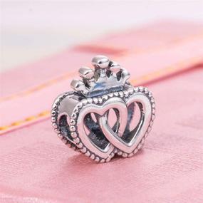 img 1 attached to 💕 925 Sterling Silver Double Love Heart Crown Charm Beads, Perfect Fit for European Charm Bracelets
