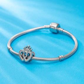 img 2 attached to 💕 925 Sterling Silver Double Love Heart Crown Charm Beads, Perfect Fit for European Charm Bracelets