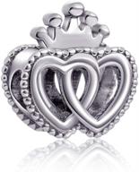 💕 925 sterling silver double love heart crown charm beads, perfect fit for european charm bracelets logo