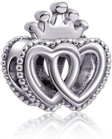 img 3 attached to 💕 925 Sterling Silver Double Love Heart Crown Charm Beads, Perfect Fit for European Charm Bracelets