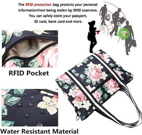 img 3 attached to Stylish Travel Laptop Tote Bag: USB 👜 Charging Port, Women's Business Messenger Handbag, Black Rose Design