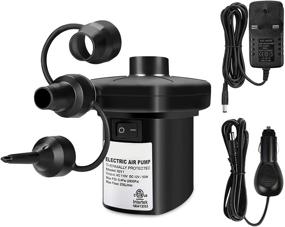 img 4 attached to ENERBRIDGE Electric Air Pump for Inflatables - Air Mattress Pump for Swimming Ring, Paddling Pool, Snow Tube, Blow up Pool Raft Boat - Inflate Deflate with 3 Nozzles - 110V AC/12V DC (50W)