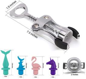 img 3 attached to 🍷 Animal Design Wine Stopper and Corkscrew Set of 5: Silicone Stoppers & Stainless Steel Opener for Kitchen, Bars, Party