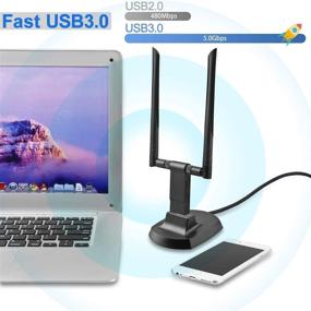 img 2 attached to 📶 Высокоуровневые антенны 5dBi USB 3.0 беспроводной сетевой адаптер - 1200Mbps Двухдиапазонный 2.4ГГц/300Mbps 5.8ГГц/867Mbps для ПК настольного компьютера и ноутбука с ОС Windows 10/8/7/XP/Vista, Mac OS, Linux