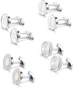 img 3 attached to FIBO STEEL Cufflinks Engraved Cufflink Men's Accessories