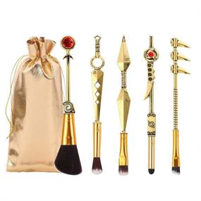 img 4 attached to 5PCS Naruto Makeup Brushes Set: Anime-inspired Metal Handle Brushes, Perfect Christmas Gift