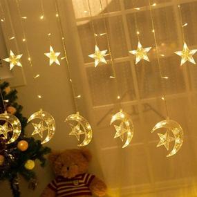 img 3 attached to 🌟 Twinkle Star 138 LED Star Moon Curtain String Lights: Stunning Ramadan and Christmas Decoration with 8 Flashing Modes for Wedding, Party, Home, Patio and Lawn Décor – Warm White