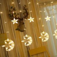 🌟 twinkle star 138 led star moon curtain string lights: stunning ramadan and christmas decoration with 8 flashing modes for wedding, party, home, patio and lawn décor – warm white logo