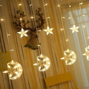 img 4 attached to 🌟 Twinkle Star 138 LED Star Moon Curtain String Lights: Stunning Ramadan and Christmas Decoration with 8 Flashing Modes for Wedding, Party, Home, Patio and Lawn Décor – Warm White