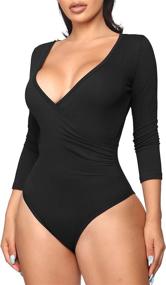 img 4 attached to Long Sleeve Bodysuit Women Ruched Women's Clothing