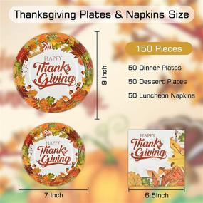 img 3 attached to 🍂 Happy Thanksgiving Paper Plates and Napkins - Thanksgiving Fall Dinnerware for 50 Guests