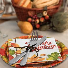 img 1 attached to 🍂 Happy Thanksgiving Paper Plates and Napkins - Thanksgiving Fall Dinnerware for 50 Guests