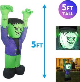 img 2 attached to 👻 5 FT Halloween Inflatable Outdoor Ghost with Green Face: GOOSH Blow Up Yard Decoration - Clearance with LED Lights for Holiday, Party, Yard, Garden