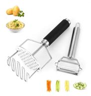 mlesi stainless steel potato masher with peeler - multifunctional kitchen tool for perfectly mashed potatoes, carrots, and fruits logo