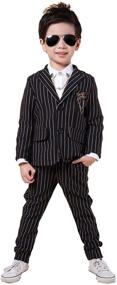 img 4 attached to YUFAN Boys Black & White Pinstripe Suits - 👔 Separated Blazer & Pants, 2-Piece Set, Available in 2 Colors