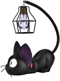 img 4 attached to 🐱 Kiki Cat Resin Lamp - Anime Cat Lamp for Bedside Reading - Family Garden Night Light (Iron Wire Lampshade)