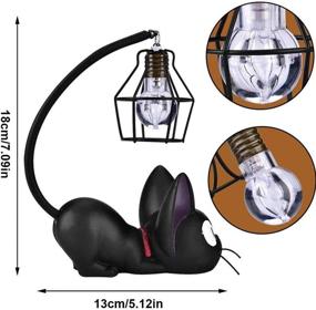 img 2 attached to 🐱 Kiki Cat Resin Lamp - Anime Cat Lamp for Bedside Reading - Family Garden Night Light (Iron Wire Lampshade)