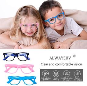 img 1 attached to ALWAYSUV 3 Pack Blue Light Blocking Glasses for Kids - Transparent Lens Computer Reading/Gaming Eyewear
