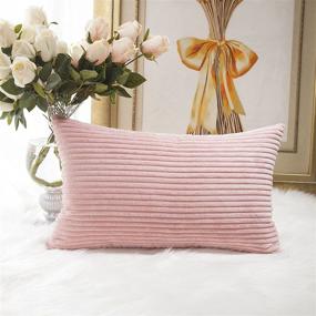 img 4 attached to 🌸 Home Brilliant Striped Corduroy Oblong Throw Pillowcase 12x20 inches Baby Pink