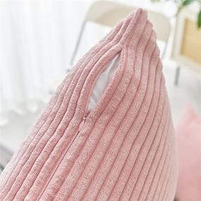 img 1 attached to 🌸 Home Brilliant Striped Corduroy Oblong Throw Pillowcase 12x20 inches Baby Pink