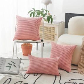 img 3 attached to 🌸 Home Brilliant Striped Corduroy Oblong Throw Pillowcase 12x20 inches Baby Pink