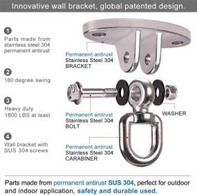 img 3 attached to SELEWARE 180° Swing Hanger: Stainless Steel Suspension Hooks with 1800 lb Capacity - Ideal for Playground, Porch Swing Set, Yoga Hammock, and More! (2 Pack)