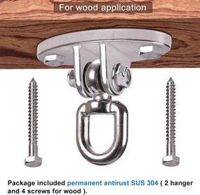 img 1 attached to SELEWARE 180° Swing Hanger: Stainless Steel Suspension Hooks with 1800 lb Capacity - Ideal for Playground, Porch Swing Set, Yoga Hammock, and More! (2 Pack)