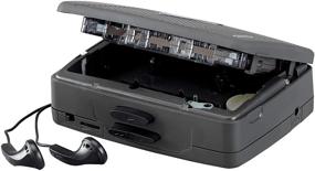 img 3 attached to 🎧 Портативный стерео кассетный плеер Jensen с AM/FM радио + Спортивные наушники в матовом черном цвете для улучшения SEO.