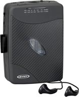 🎧 jensen portable stereo cassette player with am/fm radio + sport earbuds in matte black for enhanced seo logo