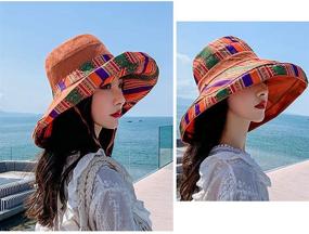 img 1 attached to 👒 UPF Packable Women's Sun Hats with Wide Brim, Chin Strap, and Dual-Sided Wear for Beach and Summer UV Protection - Oversized Bucket Hat