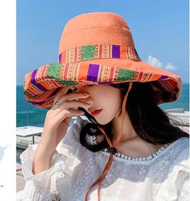 img 2 attached to 👒 UPF Packable Women's Sun Hats with Wide Brim, Chin Strap, and Dual-Sided Wear for Beach and Summer UV Protection - Oversized Bucket Hat