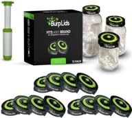 🍃 12 pack burp lid curing kit - suitable for all wide mouth mason jars - a must-have for home harvesting. includes 12 lids and extraction pump. vacuum sealed for optimal curing results. logo