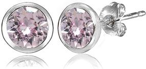 img 3 attached to 💎 Swarovski Crystal Sterling Bezel Set Earrings for Girls' Jewelry and Earrings