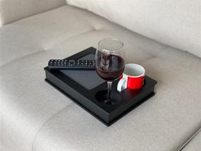 img 3 attached to 🛋️ Multipurpose Lap Tray Table with EVA Base, 2 Cup Holders, Remote Control and Cellphone Holder - Ideal for Sofa, Couch, Bed, TV - Arm Rest Organizer (Black)