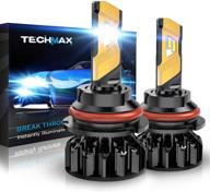 💡 techmax 9007 led bulb: 12000lm, 72w, 6500k xenon white - ultra bright hb5 conversion kit of 2 with cooling fan logo