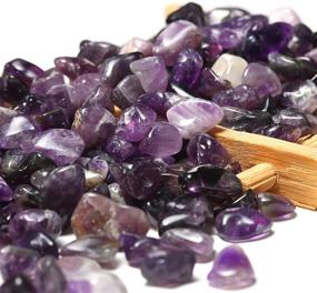 img 2 attached to 🔮 1 lb Amethyst Small Tumbled Chips Crushed Stone Healing Reiki Crystal Chakra Stone for Home Decoration, Vase Fillers, Plants, Flower Pots & Decor by KINGYAO