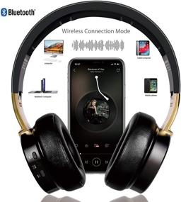 img 3 attached to Riwbox XBT-90 Wireless Bluetooth Headphones - Foldable Over Ear Hi-Fi Stereo Headset with Mic/TF Card Slot, Volume Control - Compatible with PC, Cell Phones, TV, iPad, Black & Gold