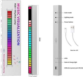 img 2 attached to 🎶 Звуковая реагирующая светодиодная лента - 14 футов RGB звуковое управление ритм-дисплейная светодиодная лента для автомобиля, DJ-студии, декора рабочего стола и создания атмосферы (черная)