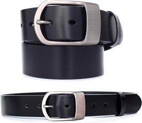 img 3 attached to 👔 Premium Full Grain Leather Belt with Quality Buckle - 2BLACK