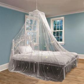 img 4 attached to 🌟 Glow in the Dark Stars Bed Canopy for Girls, Kids, and Babies - Ideal for Baby Cribs, Kids' Beds, or Full Size Beds - Fire Retardant White Fabric