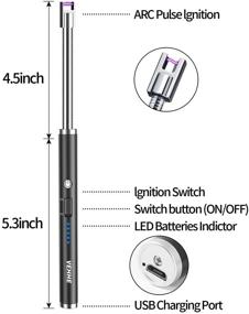 img 1 attached to 🕯️ Rechargeable Candle Lighter Set: 2-Pack Electric Lighter with LED Battery Display, Safety Switch, and Flexible Neck – Ideal for Candles, Camping, Grills, Gas Stoves, Cooking – (Black and Silver)