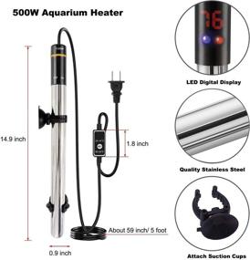 img 2 attached to ZEETOON 500W Aquarium Heater + Thermometer, Plants - Stainless Steel Submersible Heater for 40-130 Gallon Fish Tank