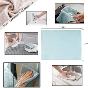 img 1 attached to 🧼 KTT Nanoscale Cleaning Cloths: Nordic Style Reusable Microfiber Cloths for Efficient Cleaning in Homes, Kitchens, and Cars (6 Pack, 3 Colors, Size: 12inx16in)
