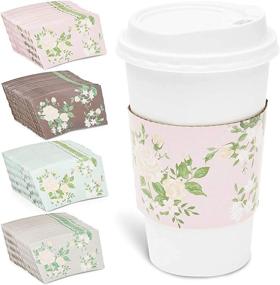 img 4 attached to Floral Coffee Sleeves Colors 100 Pack