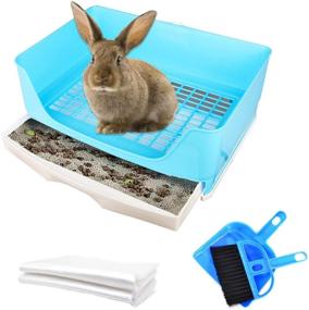 img 4 attached to 🐰 Super-Sized Rabbit Litter Box: Spacious Pet Potty Corner Toilet for Adult Bunny, Guinea Pig, Chinchilla, Ferret