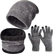 🧣 winter beanie hat, scarf, and touch screen gloves set by maylisacc - thermal knit cap, neck warmer, and gloves for men and women logo