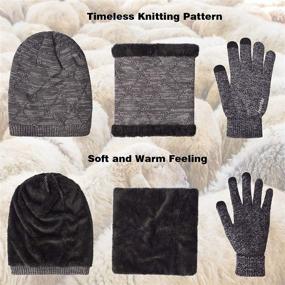 img 1 attached to 🧣 Winter Beanie Hat, Scarf, and Touch Screen Gloves Set by MAYLISACC - Thermal Knit Cap, Neck Warmer, and Gloves for Men and Women