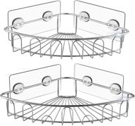 🚿 stainless steel shower caddy corner organizer - adhesive wall-mounted shower shelf for bathroom storage, no drilling required - ideal for toilet, dorm, and kitchen accessories logo